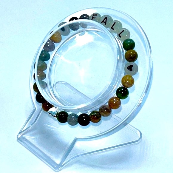 Handmade Glow-In-The-DARK Fall Bracelet with Natural Indian Agate Stones! - Picture 2 of 5